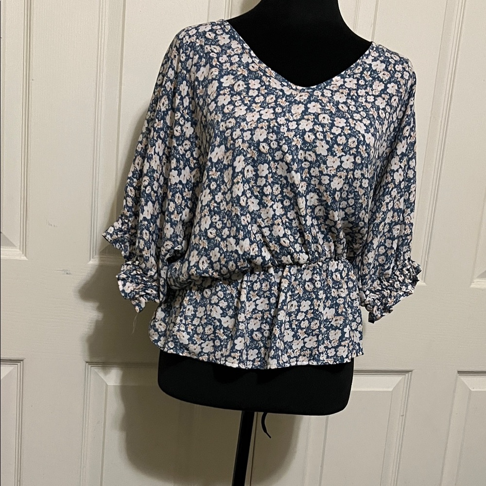Sienna Sky Blue Floral Blouse